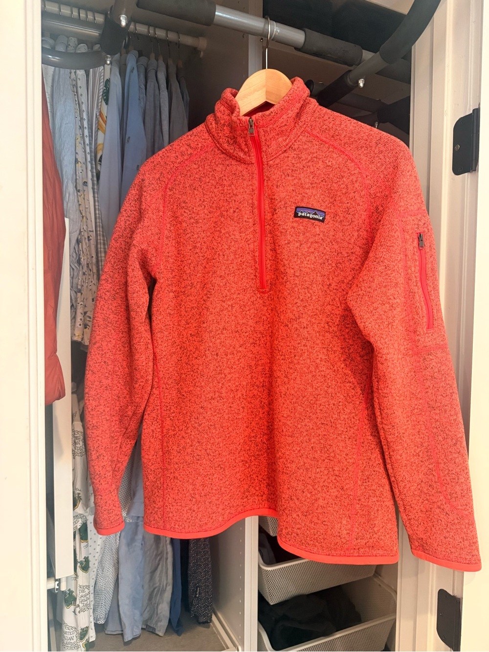 Patagonia Bright Red / Salmon Quarter-Zip Fleece Pullover